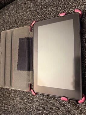Kindle Fire 1st gen with pink protective case